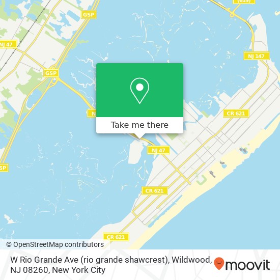 Mapa de W Rio Grande Ave (rio grande shawcrest), Wildwood, NJ 08260