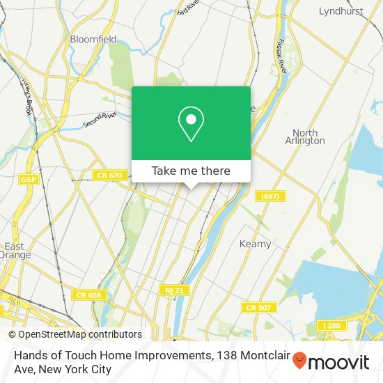 Mapa de Hands of Touch Home Improvements, 138 Montclair Ave