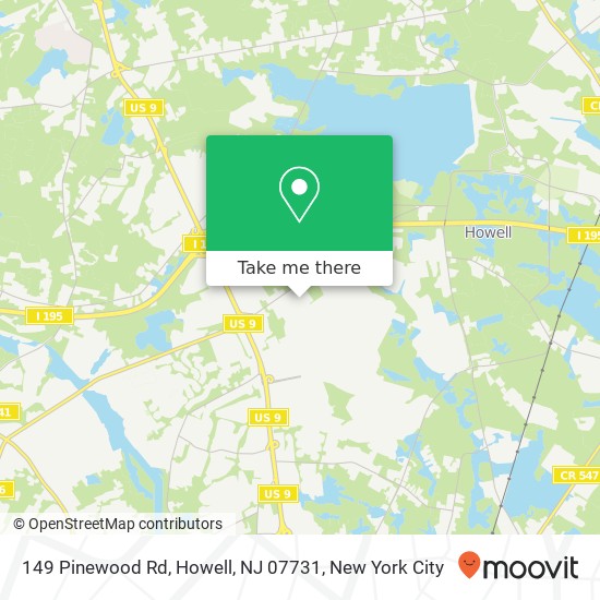 Mapa de 149 Pinewood Rd, Howell, NJ 07731