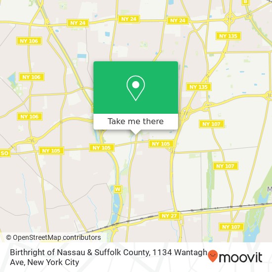 Mapa de Birthright of Nassau & Suffolk County, 1134 Wantagh Ave