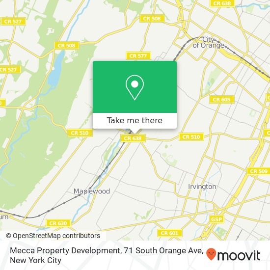 Mapa de Mecca Property Development, 71 South Orange Ave