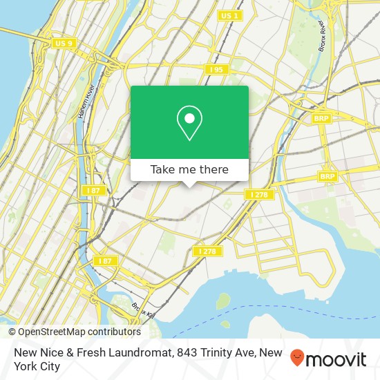Mapa de New Nice & Fresh Laundromat, 843 Trinity Ave