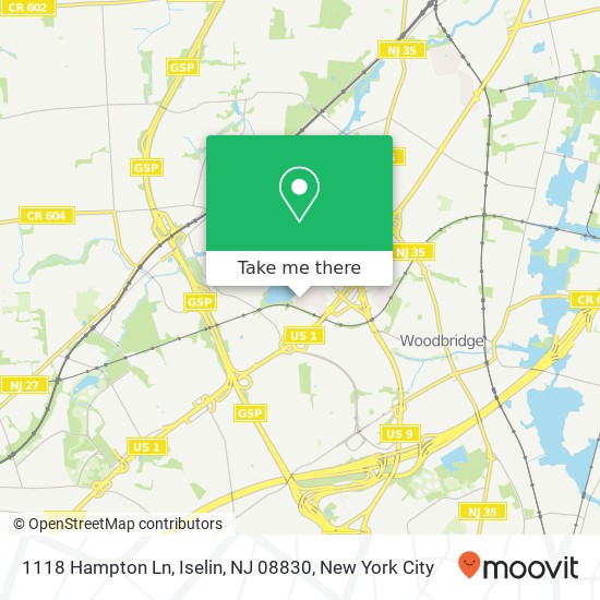 Mapa de 1118 Hampton Ln, Iselin, NJ 08830