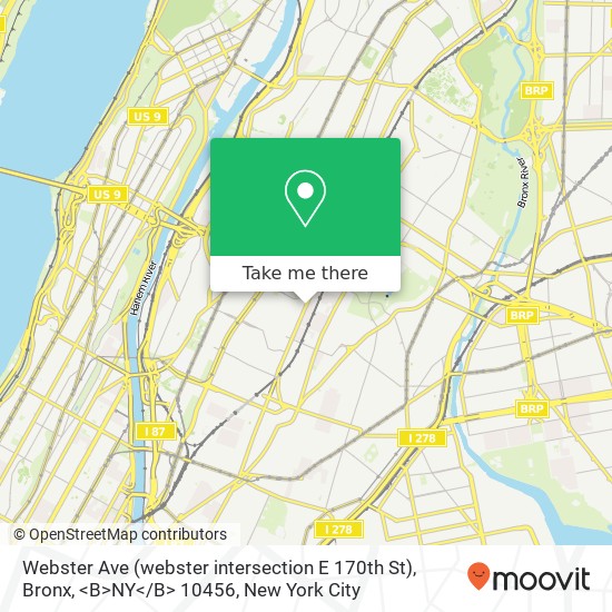 Mapa de Webster Ave (webster intersection E 170th St), Bronx, <B>NY< / B> 10456