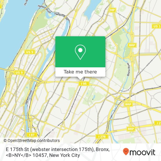 Mapa de E 175th St (webster intersection 175th), Bronx, <B>NY< / B> 10457