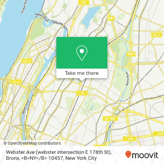 Mapa de Webster Ave (webster intersection E 178th St), Bronx, <B>NY< / B> 10457