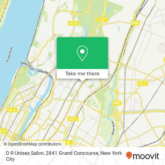 Mapa de D R Unisex Salon, 2841 Grand Concourse
