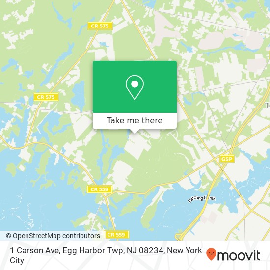 Mapa de 1 Carson Ave, Egg Harbor Twp, NJ 08234