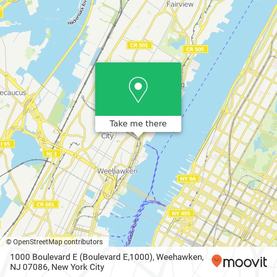 Mapa de 1000 Boulevard E (Boulevard E,1000), Weehawken, NJ 07086