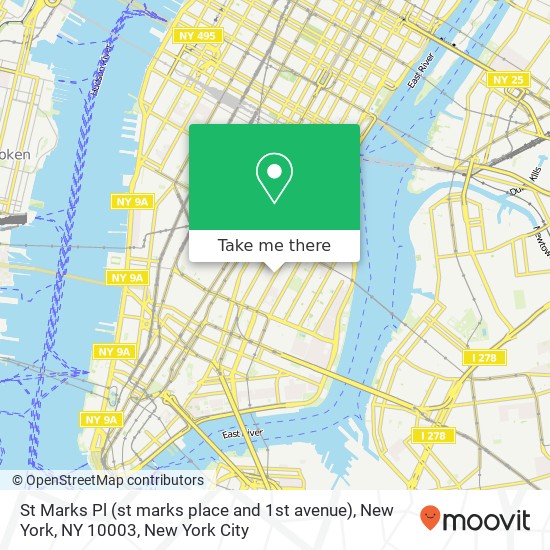 St Marks Pl (st marks place and 1st avenue), New York, NY 10003 map