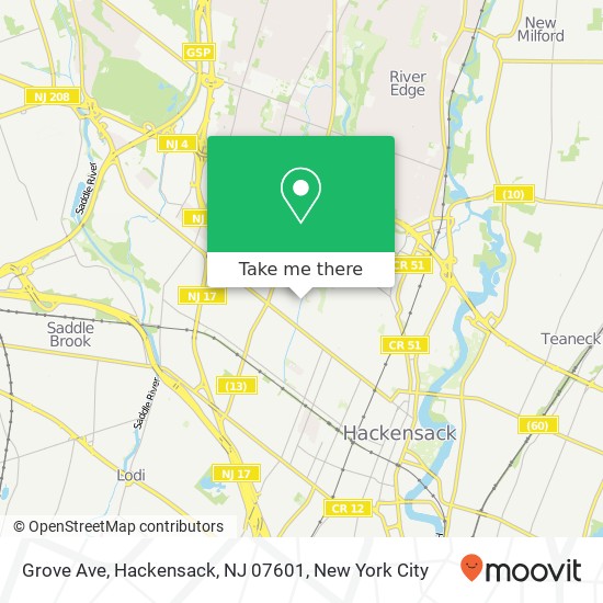 Mapa de Grove Ave, Hackensack, NJ 07601