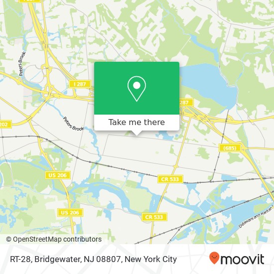 Mapa de RT-28, Bridgewater, NJ 08807
