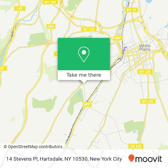 Mapa de 14 Stevens Pl, Hartsdale, NY 10530