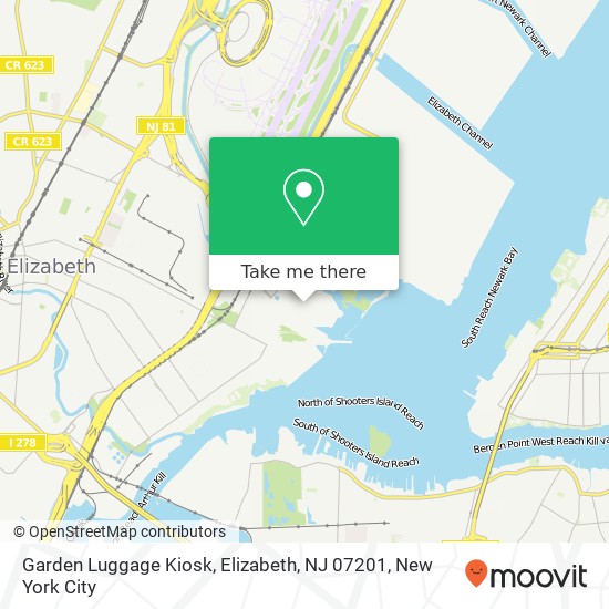 Mapa de Garden Luggage Kiosk, Elizabeth, NJ 07201