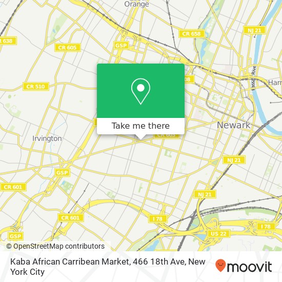 Mapa de Kaba African Carribean Market, 466 18th Ave