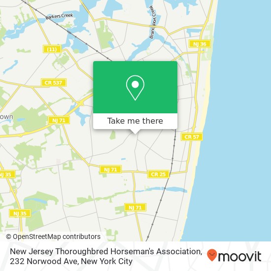 New Jersey Thoroughbred Horseman's Association, 232 Norwood Ave map