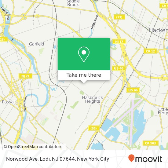 Mapa de Norwood Ave, Lodi, NJ 07644