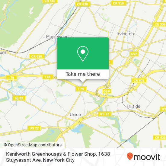 Mapa de Kenilworth Greenhouses & Flower Shop, 1638 Stuyvesant Ave