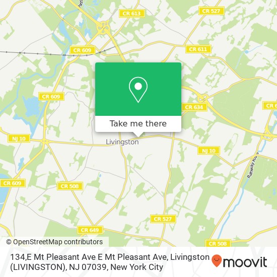 Mapa de 134,E Mt Pleasant Ave E Mt Pleasant Ave, Livingston (LIVINGSTON), NJ 07039