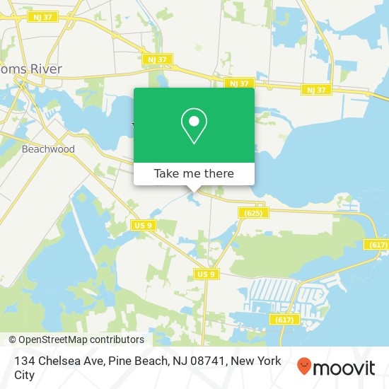 Mapa de 134 Chelsea Ave, Pine Beach, NJ 08741