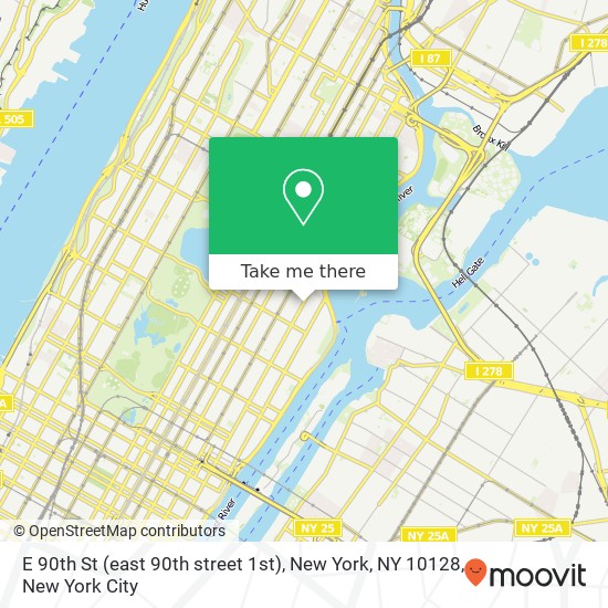 E 90th St (east 90th street 1st), New York, NY 10128 map