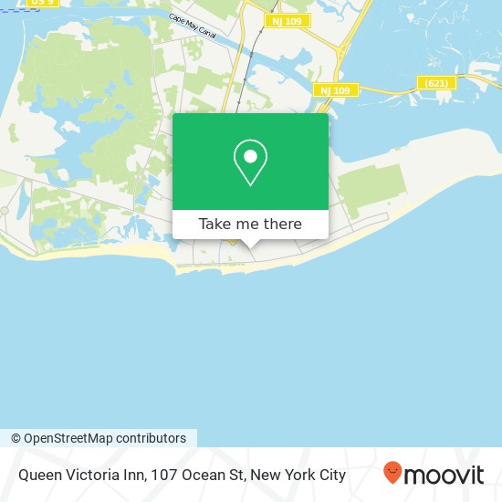 Mapa de Queen Victoria Inn, 107 Ocean St