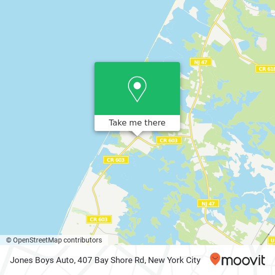 Mapa de Jones Boys Auto, 407 Bay Shore Rd