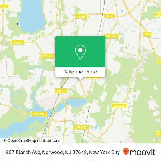 Mapa de 907 Blanch Ave, Norwood, NJ 07648