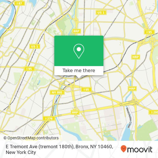 Mapa de E Tremont Ave (tremont 180th), Bronx, NY 10460