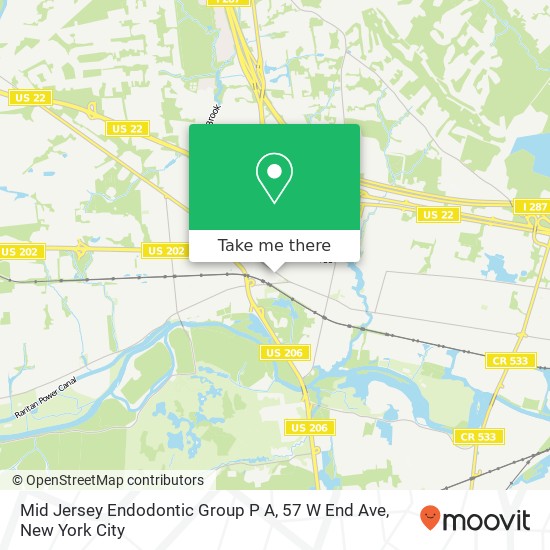 Mapa de Mid Jersey Endodontic Group P A, 57 W End Ave