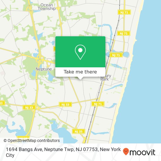 Mapa de 1694 Bangs Ave, Neptune Twp, NJ 07753