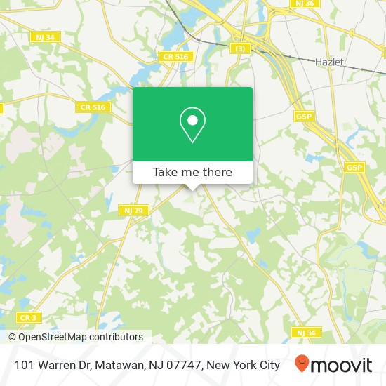 Mapa de 101 Warren Dr, Matawan, NJ 07747