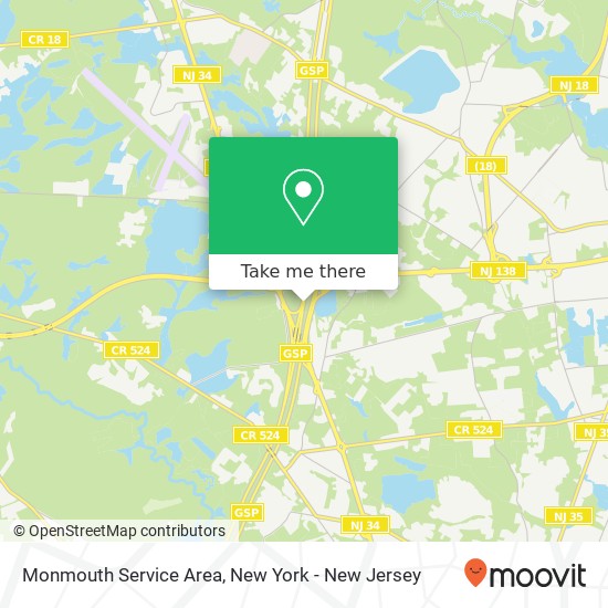 Monmouth Service Area, Garden State Pkwy map