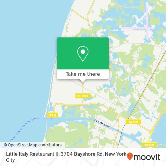 Mapa de Little Italy Restaurant II, 3704 Bayshore Rd