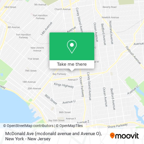 McDonald Ave (mcdonald avenue and Avenue O) map