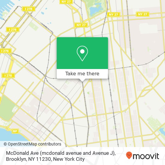 Mapa de McDonald Ave (mcdonald avenue and Avenue J), Brooklyn, NY 11230
