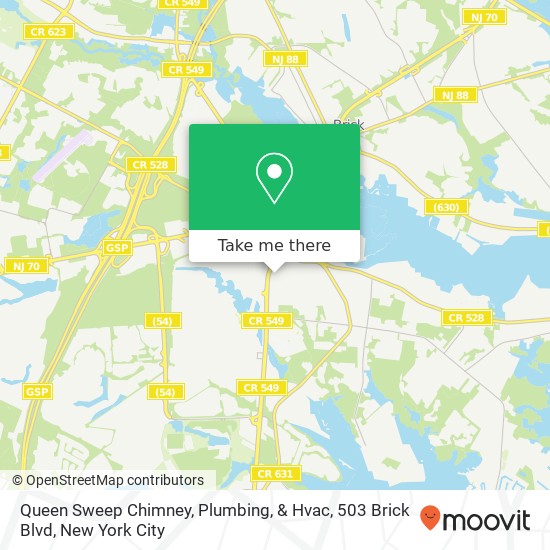 Mapa de Queen Sweep Chimney, Plumbing, & Hvac, 503 Brick Blvd