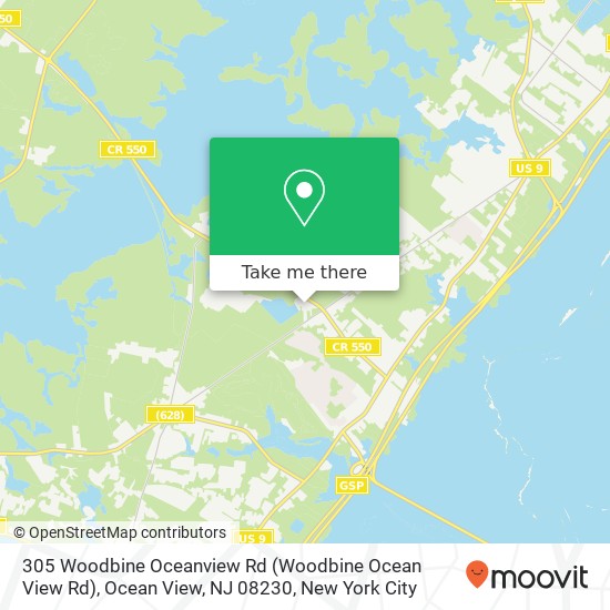 Mapa de 305 Woodbine Oceanview Rd (Woodbine Ocean View Rd), Ocean View, NJ 08230