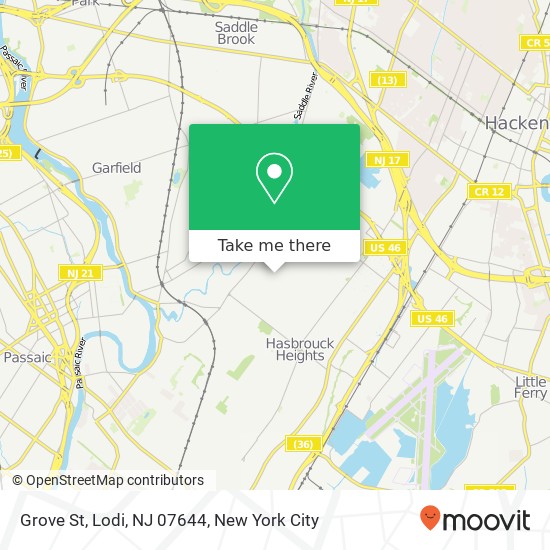 Mapa de Grove St, Lodi, NJ 07644