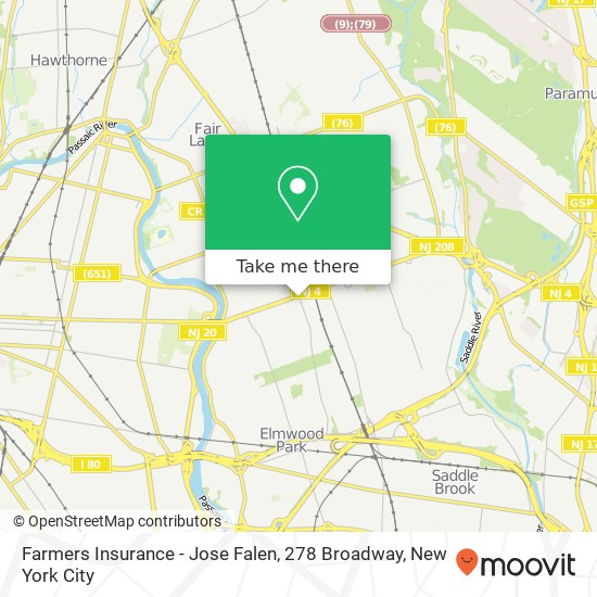 Farmers Insurance - Jose Falen, 278 Broadway map