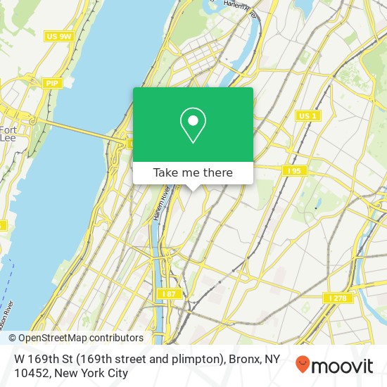 Mapa de W 169th St (169th street and plimpton), Bronx, NY 10452