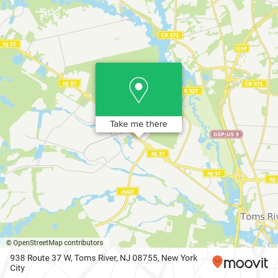 Mapa de 938 Route 37 W, Toms River, NJ 08755