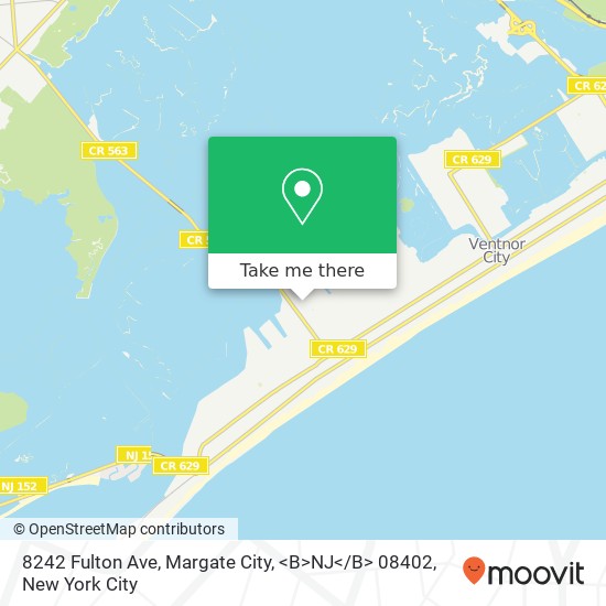 Mapa de 8242 Fulton Ave, Margate City, <B>NJ< / B> 08402