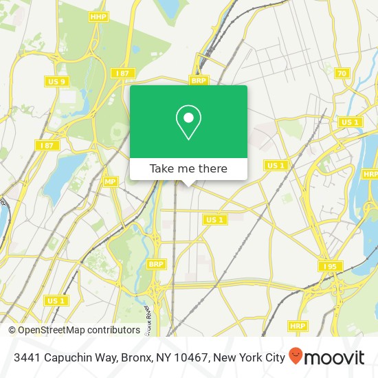 Mapa de 3441 Capuchin Way, Bronx, NY 10467