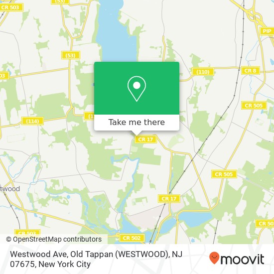 Mapa de Westwood Ave, Old Tappan (WESTWOOD), NJ 07675