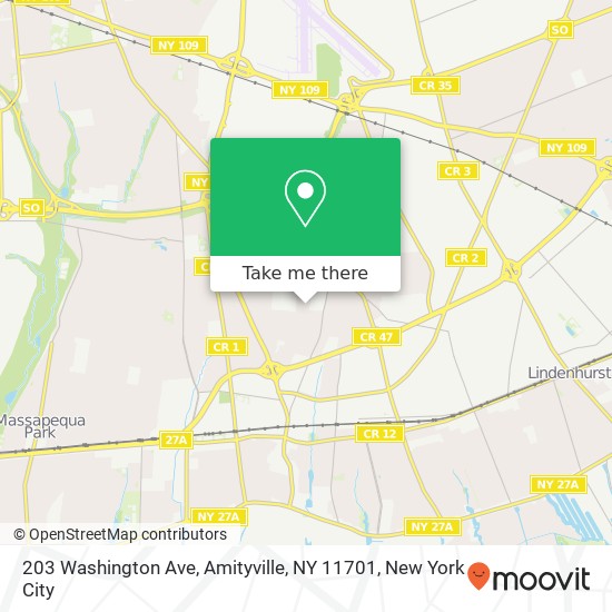 Mapa de 203 Washington Ave, Amityville, NY 11701