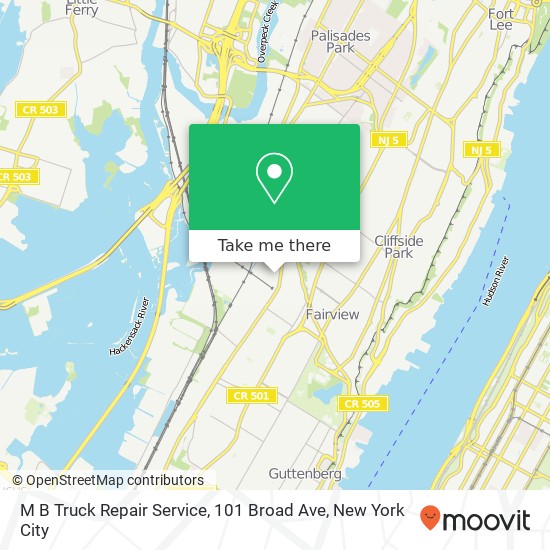 M B Truck Repair Service, 101 Broad Ave map