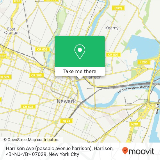 Harrison Ave (passaic avenue harrison), Harrison, <B>NJ< / B> 07029 map