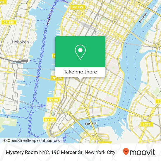 Mapa de Mystery Room NYC, 190 Mercer St