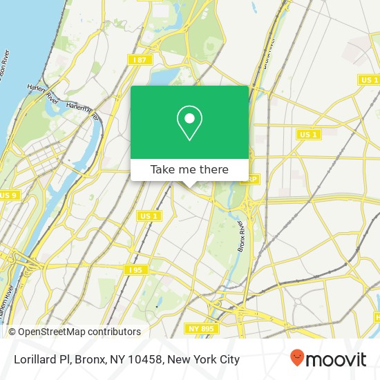 Mapa de Lorillard Pl, Bronx, NY 10458